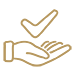 Gold Hand with Checkmark Icon