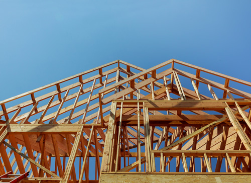 House made of timber under construction