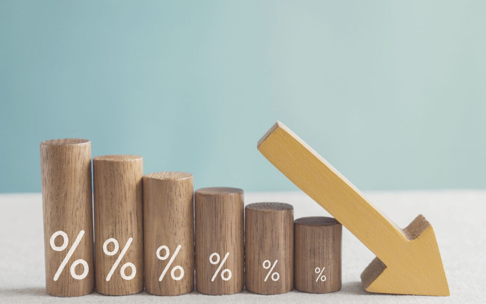 stack of differently sized cylindrical woods with percentage symbol of them.