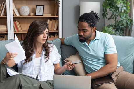 Couple reviewing finances together