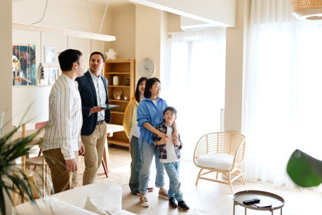 Family enjoying new condo