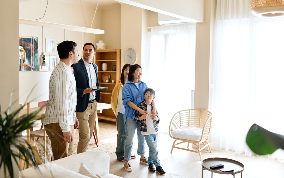 Family enjoying new condo