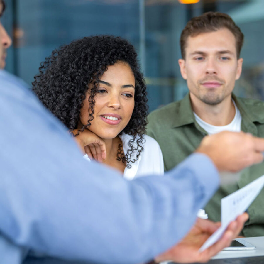 couple looking at documents