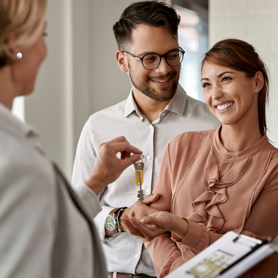 Couple getting keys