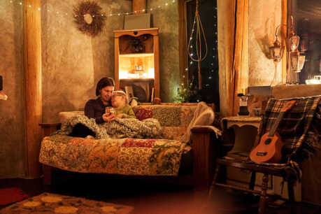 Mother and child enjoying cozy home