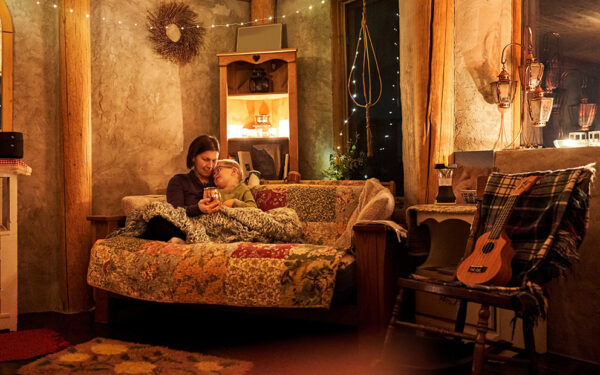Mother and child enjoying cozy home