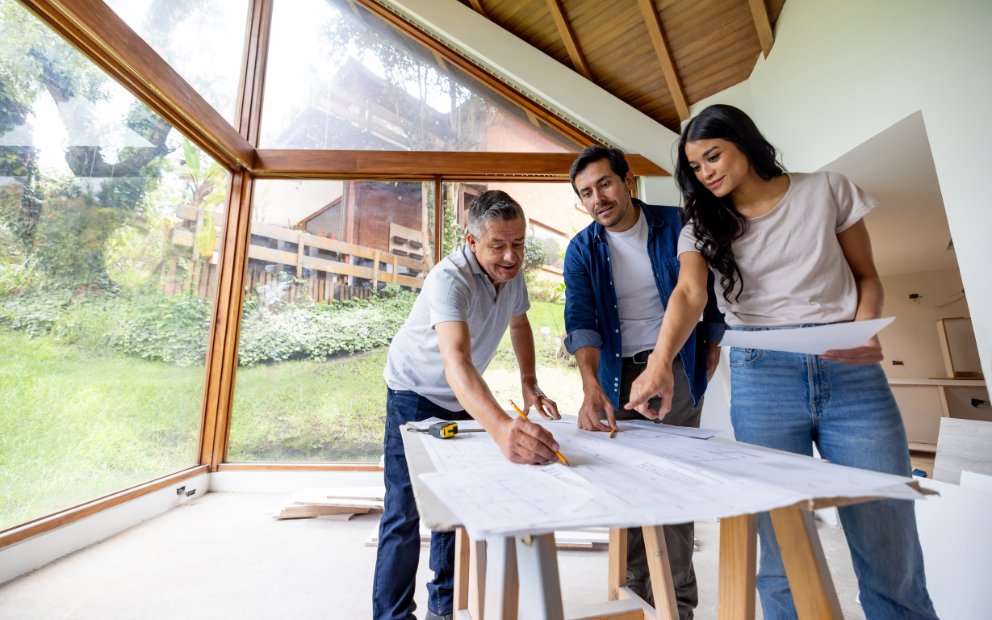 Young man and woman couple discussing Building a Home in an HOA Community